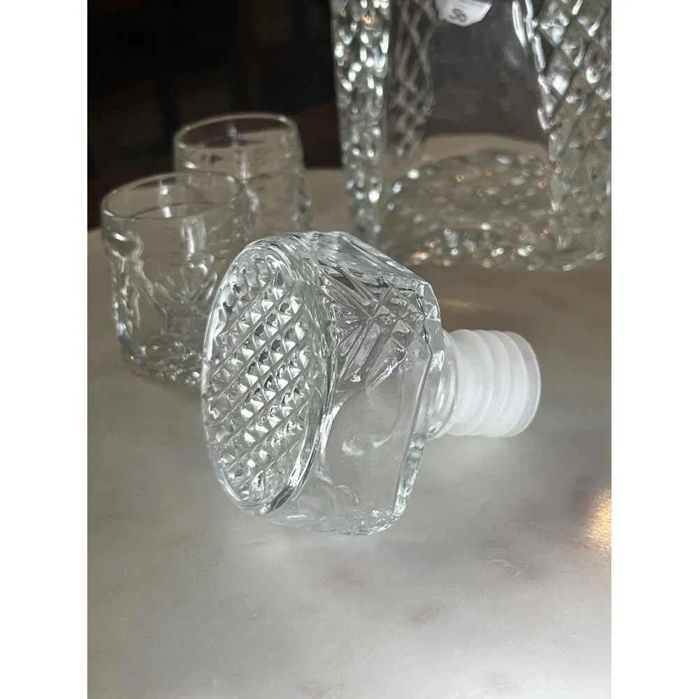 VTG Styria Austrian  Crystal Decanter Set & 4 Cordial Glasses Mid Century